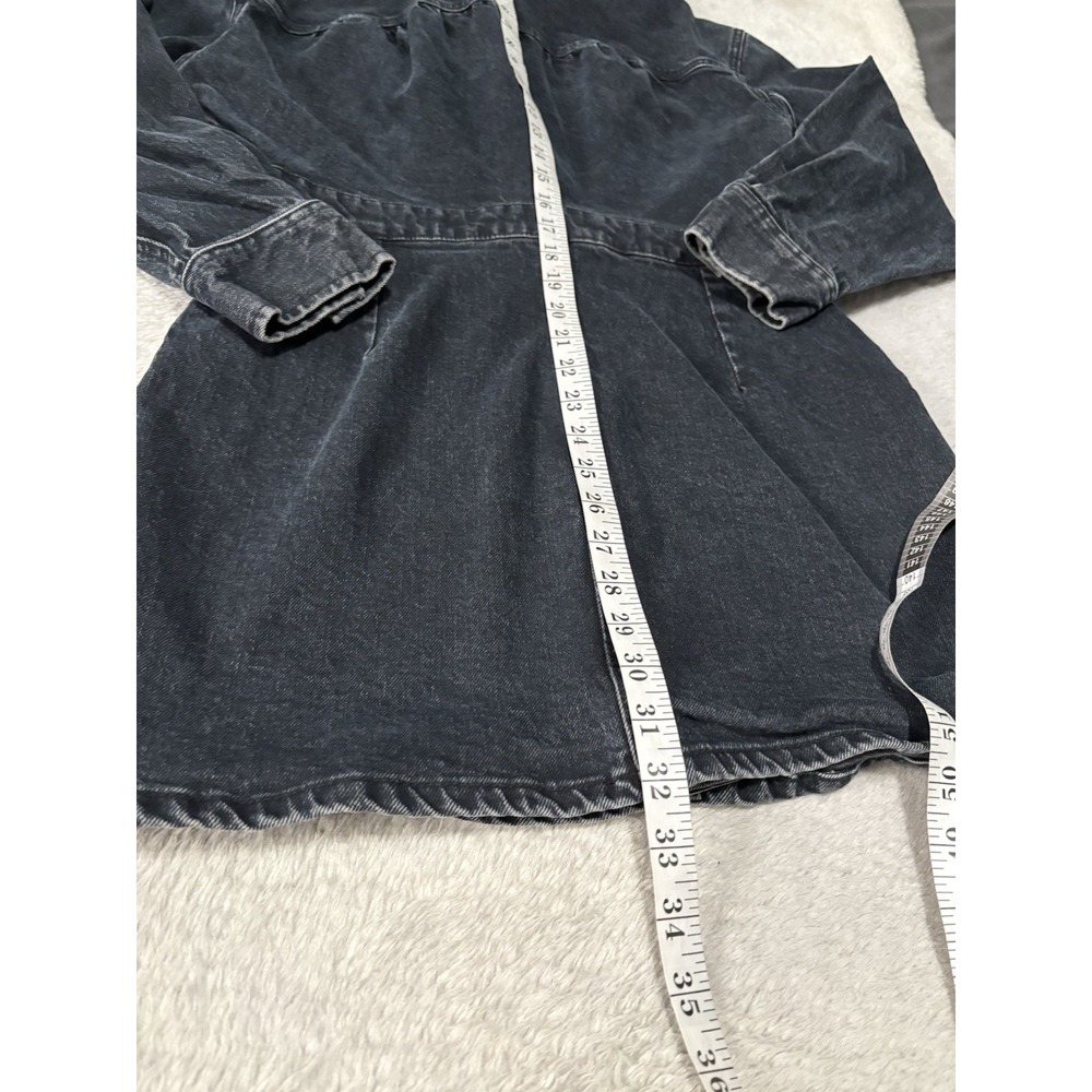 Zara Women's Black Mini Denim Button Dress Faded Size Medium - Picture 8 of 10